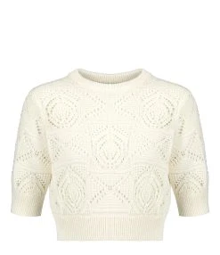 LOULOU STUDIO Top Crochet Jaro Coton Ivoire