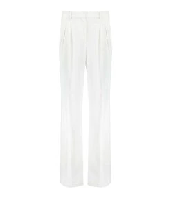 LOULOU STUDIO Pantalon Évasé Tabira Coton Ivoire