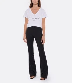 Tee-shirt Lulli St-Tropez Col V Coton Bio Blanc, Collaboration Jeanne Vouland X Lulli -ANINE BING Boutique lulli look20220706 302