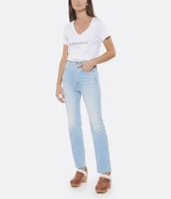 Tee-shirt Lulli Marseille Col V Coton Bio Blanc, Collaboration Jeanne Vouland X Lulli 8 Tee-shirt Lulli Marseille Col V Coton Bio Blanc, Collaboration Jeanne Vouland X Lulli -ANINE BING Boutique lulli look20220712 247