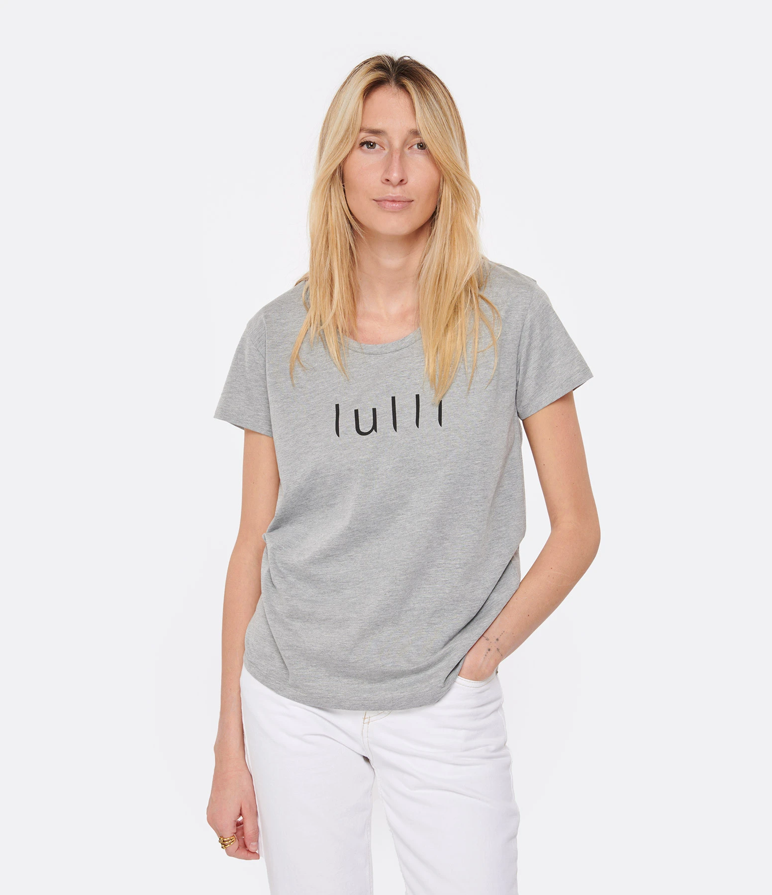 Tee-shirt Lulli Col Rond Coton Gris 5 Tee-shirt Lulli Col Rond Coton Gris – Image 3