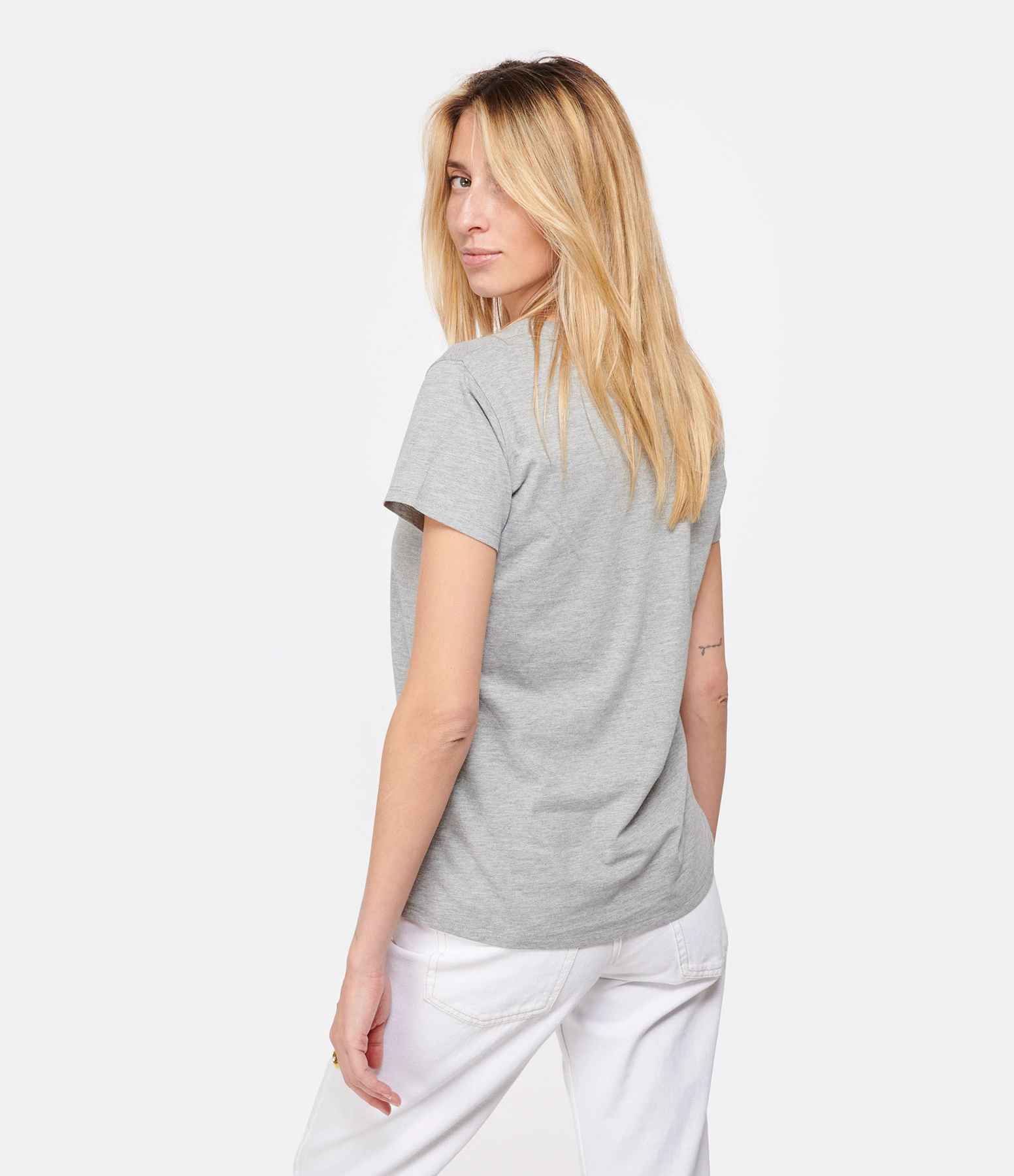 Tee-shirt Lulli Col Rond Coton Gris 7 Tee-shirt Lulli Col Rond Coton Gris – Image 5