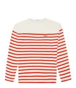 Maison Labiche Tee-shirt Cool Sailor Amore Coton Biologique Rouge Ivoire