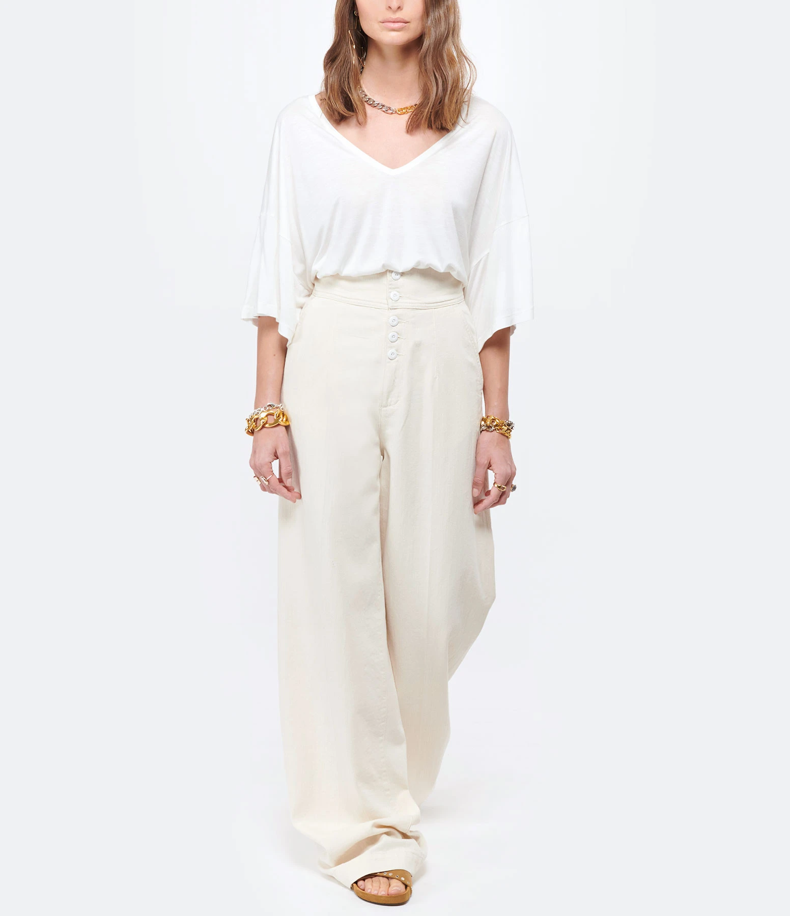 MAEVY MOUVEMENT LIBRE Top Col V Marie Bambou Blanc 6 MAEVY MOUVEMENT LIBRE Top Col V Marie Bambou Blanc – Image 4