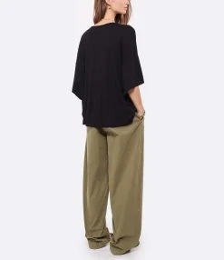 MAEVY MOUVEMENT LIBRE Top Col V Marie Bambou Noir -ANINE BING Boutique maevy look20220419 110 1