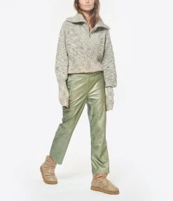 MAEVY MOUVEMENT LIBRE Pantalon Pantavegan Cuir Vegan Sauge -ANINE BING Boutique maevy look20221110 14 1