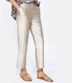 MAEVY MOUVEMENT LIBRE Pantalon Pantavegan Cuir Vegan Champagne -ANINE BING Boutique maevy look20230215 175
