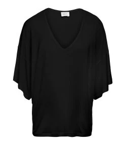 MAEVY MOUVEMENT LIBRE Top Col V Marie Bambou Noir