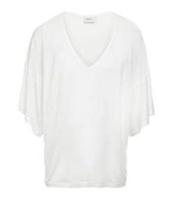 MAEVY MOUVEMENT LIBRE Top Col V Marie Bambou Blanc