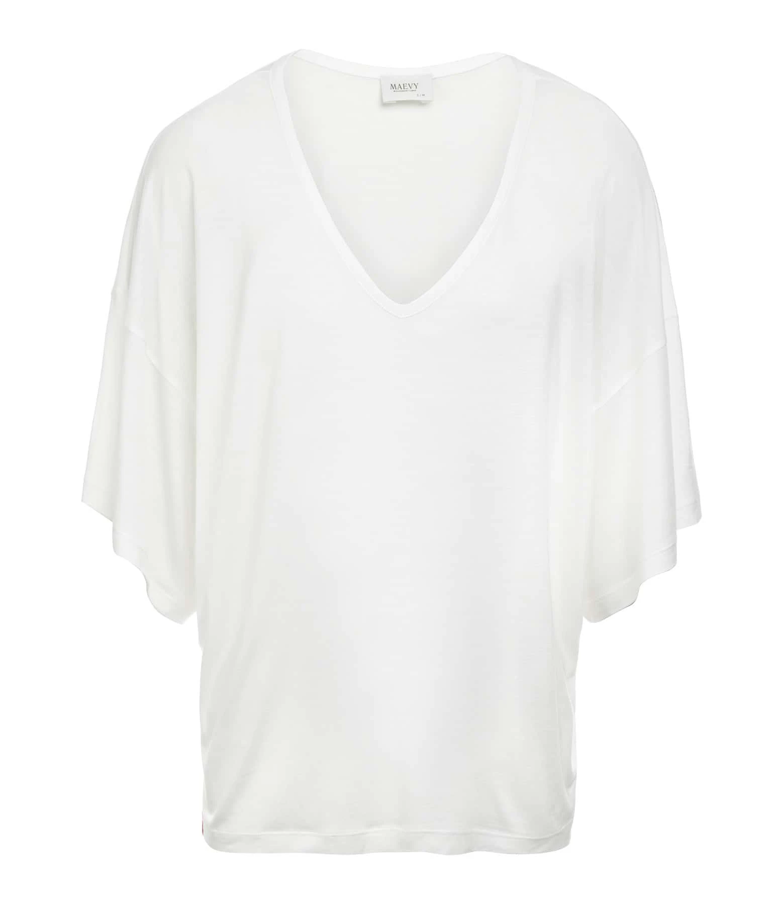 MAEVY MOUVEMENT LIBRE Top Col V Marie Bambou Blanc 3 MAEVY MOUVEMENT LIBRE Top Col V Marie Bambou Blanc