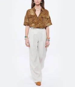 MAISON STANDARDS Pantalon Palazzo Amal Lin Écru -ANINE BING Boutique maiso look20220309 259