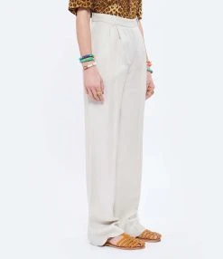 MAISON STANDARDS Pantalon Palazzo Amal Lin Écru -ANINE BING Boutique maiso look20220309 263