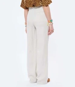 MAISON STANDARDS Pantalon Palazzo Amal Lin Écru -ANINE BING Boutique maiso look20220309 265