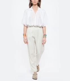 MAISON STANDARDS Pantalon Carotte Albin Lin Écru -ANINE BING Boutique maiso look20220316 127