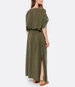 MAISON SAINT JULIEN Robe Alexandrie Longue Coton Kaki -ANINE BING Boutique maiso look20220426 29