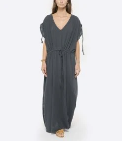 MAISON SAINT JULIEN Robe Alexandrie Longue Coton Midnight Blue -ANINE BING Boutique maiso look20220615 86 1