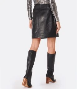 MAISON STANDARDS Jupe Boutonnée Emilia Cuir Noir -ANINE BING Boutique maiso look20221012 309