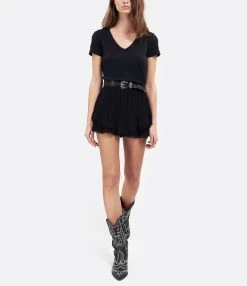 MAJESTIC FILATURES Tee-shirt Lisa Col V Lin Noir 10 MAJESTIC FILATURES Tee-shirt Lisa Col V Lin Noir -ANINE BING Boutique majes look20200122 544 1