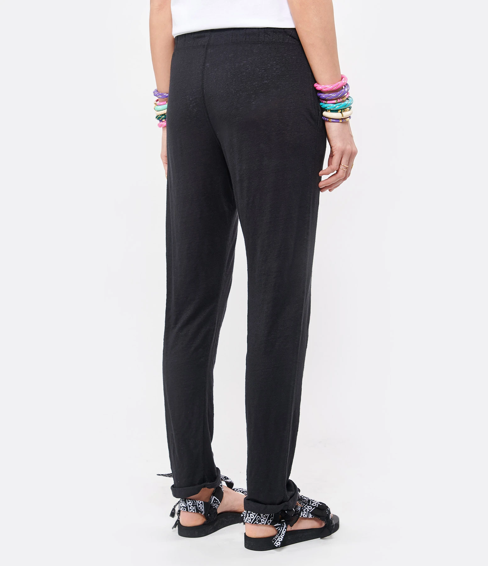 MAJESTIC FILATURES Pantalon Lin Noir 7 MAJESTIC FILATURES Pantalon Lin Noir – Image 5