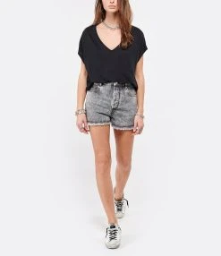 MAJESTIC FILATURES Tee-shirt Loose Col V Lin Noir 8 MAJESTIC FILATURES Tee-shirt Loose Col V Lin Noir -ANINE BING Boutique majes look20210203 350