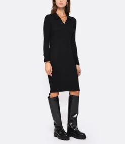 MAJESTIC FILATURES Robe Col Polo Coton Noir -ANINE BING Boutique majes look20220824 463