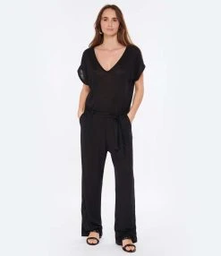 MAJESTIC FILATURES Combinaison Lin Noir -ANINE BING Boutique majes look20230110 249 1