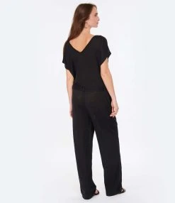 MAJESTIC FILATURES Combinaison Lin Noir -ANINE BING Boutique majes look20230110 253 1