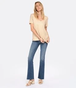 MAJESTIC FILATURES Tee-shirt Col V Sable Doré -ANINE BING Boutique majes look20230111 539