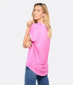 MAJESTIC FILATURES Tee-shirt Col V Lin Flamingo 10 MAJESTIC FILATURES Tee-shirt Col V Lin Flamingo -ANINE BING Boutique majes look20230111 598