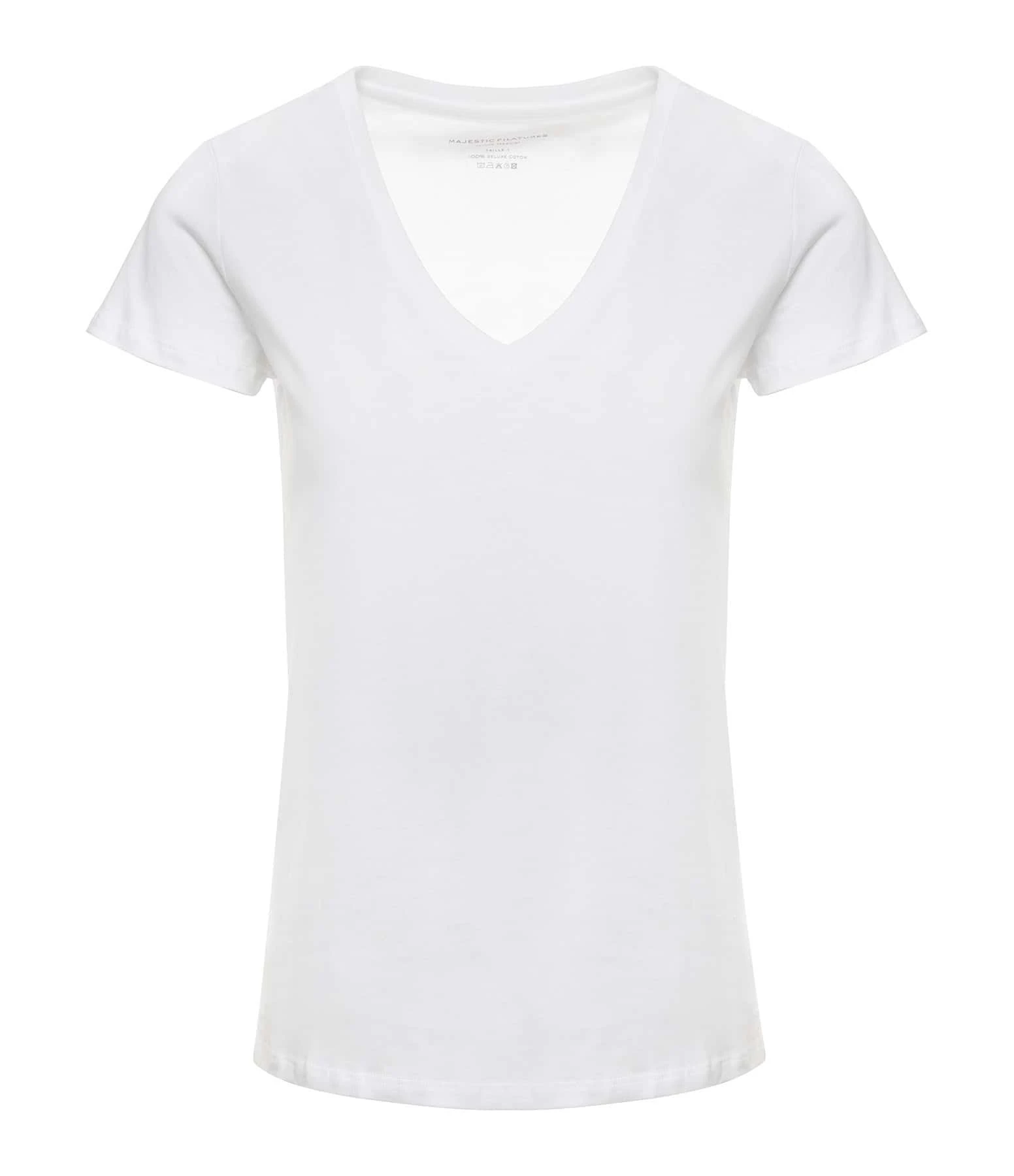 MAJESTIC FILATURES Tee-shirt Julia Col V Coton Blanc 3 MAJESTIC FILATURES Tee-shirt Julia Col V Coton Blanc