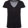 MAJESTIC FILATURES Tee-shirt Lisa Col V Lin Noir