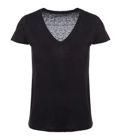 MAJESTIC FILATURES Tee-shirt Lisa Col V Lin Noir