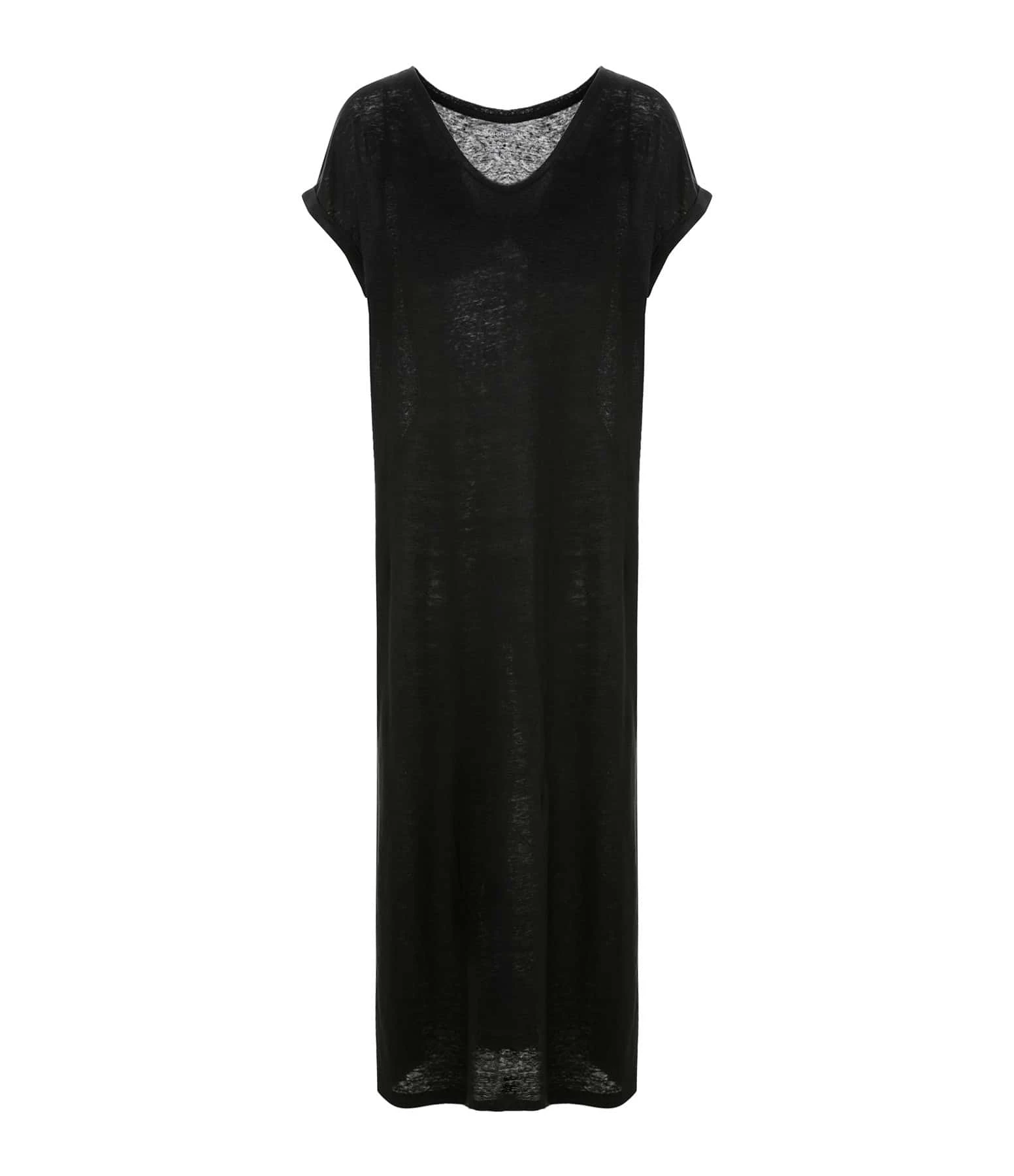 MAJESTIC FILATURES Robe Longue Lin Noir 3 MAJESTIC FILATURES Robe Longue Lin Noir