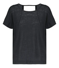 MAJESTIC FILATURES Tee-shirt Col Rond Lin Noir