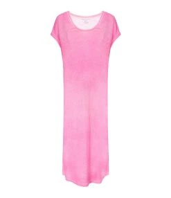 MAJESTIC FILATURES Robe Longue Lin Flamingo