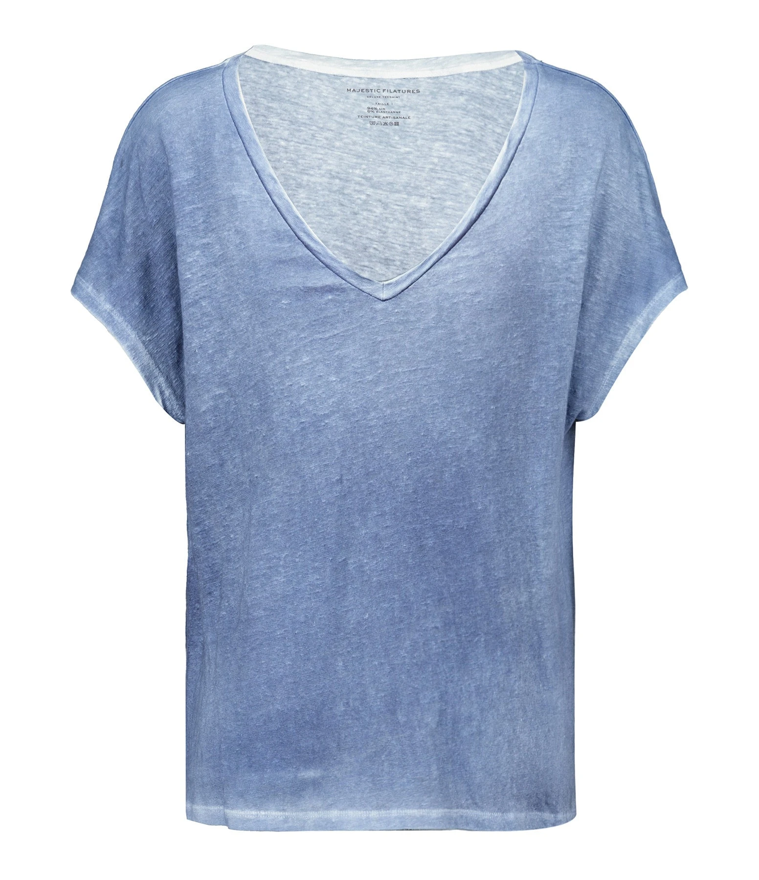 MAJESTIC FILATURES Tee-shirt Col V Lin Océan 3 MAJESTIC FILATURES Tee-shirt Col V Lin Océan