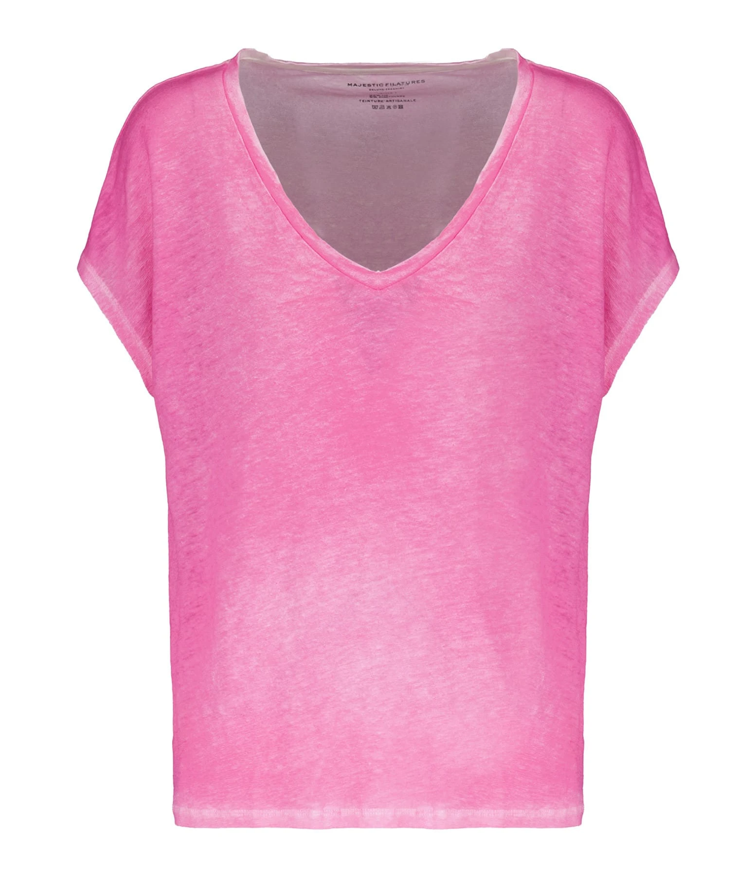 MAJESTIC FILATURES Tee-shirt Col V Lin Flamingo 3 MAJESTIC FILATURES Tee-shirt Col V Lin Flamingo