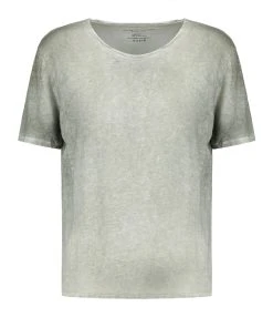 MAJESTIC FILATURES Tee-shirt Col Rond Lin Kaki