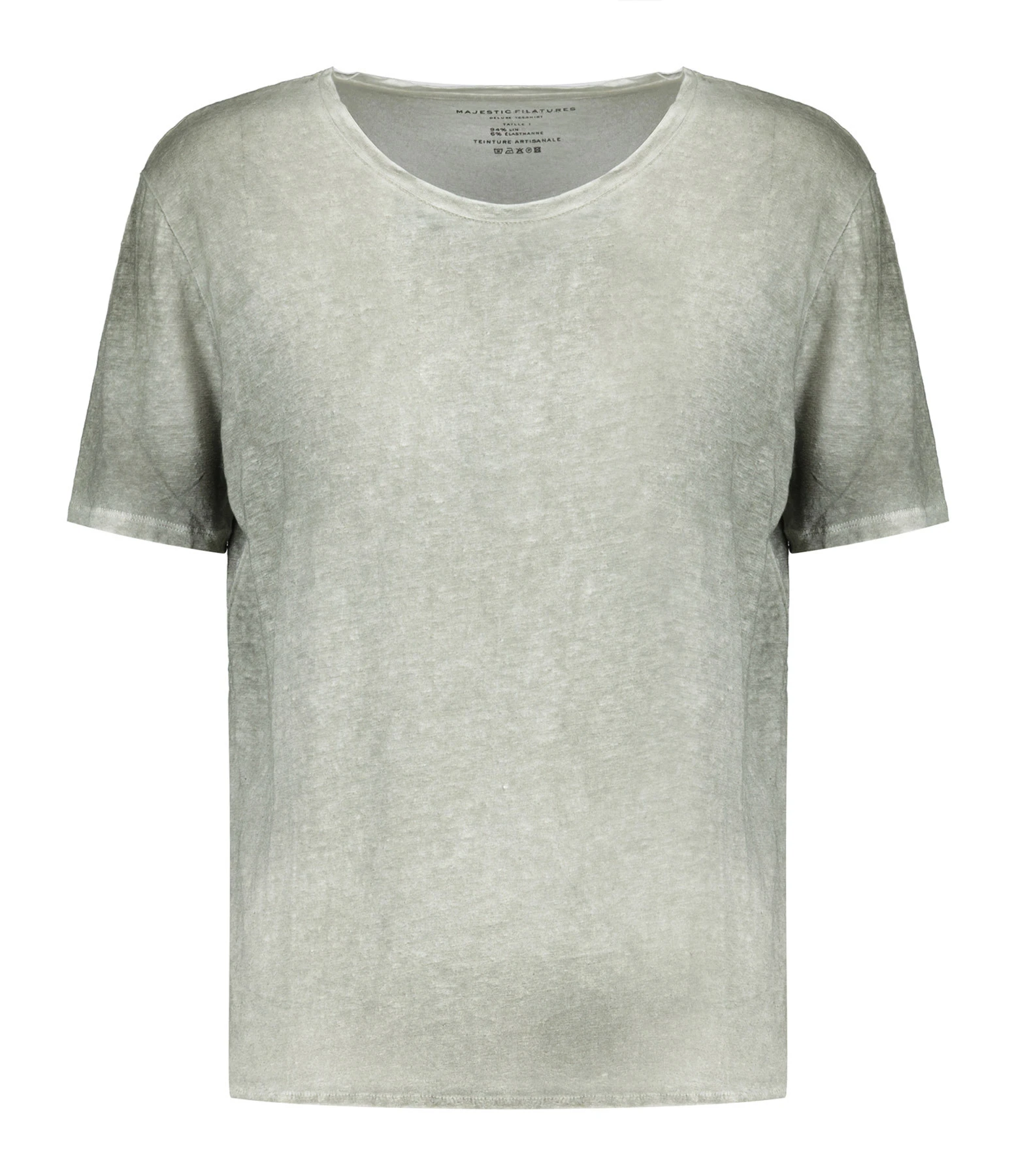 MAJESTIC FILATURES Tee-shirt Col Rond Lin Kaki 3 MAJESTIC FILATURES Tee-shirt Col Rond Lin Kaki