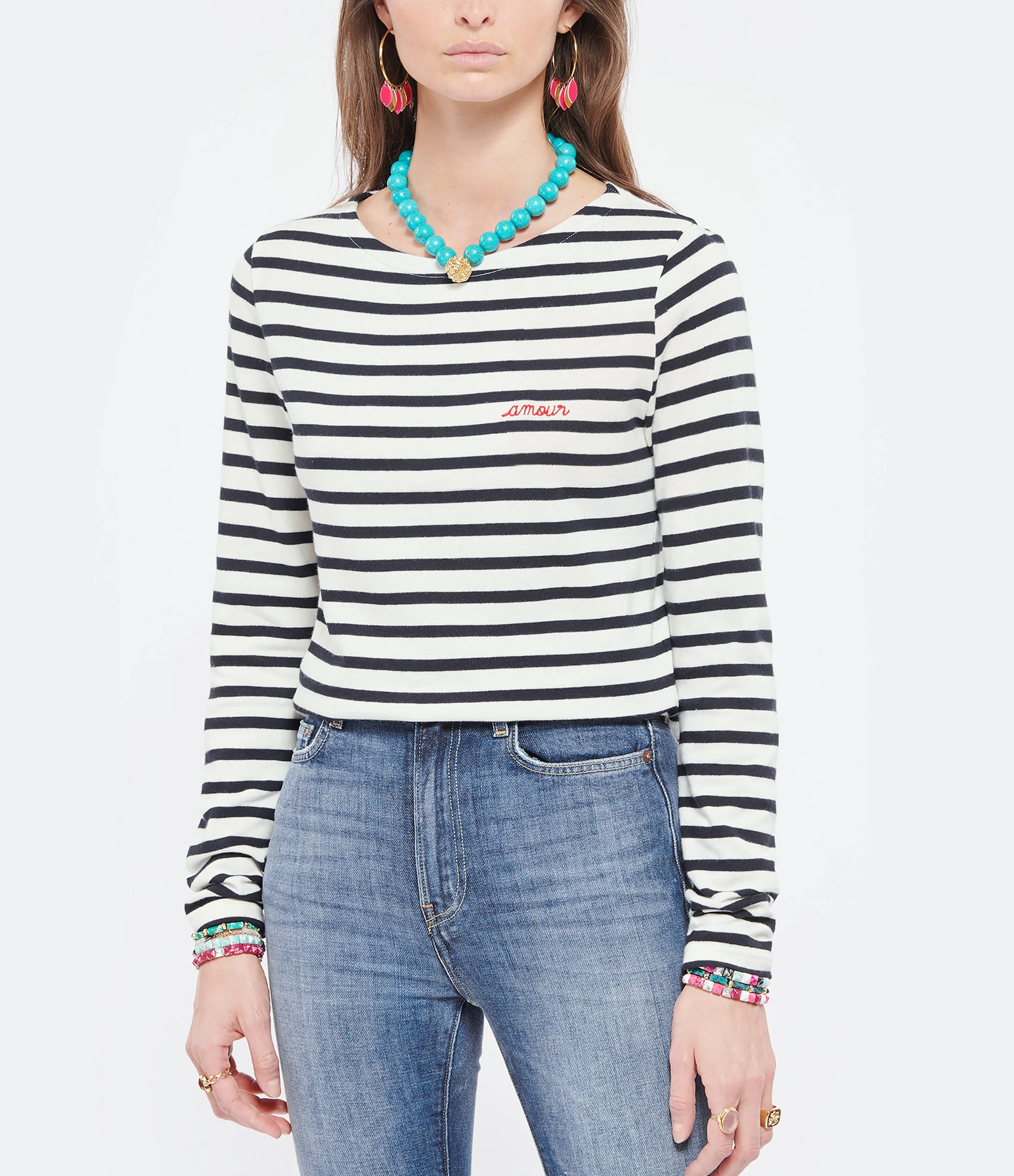 Maison Labiche Tee-shirt Amour Coton Biologique Ivoire Bleu Navy 5 Maison Labiche Tee-shirt Amour Coton Biologique Ivoire Bleu Navy – Image 3