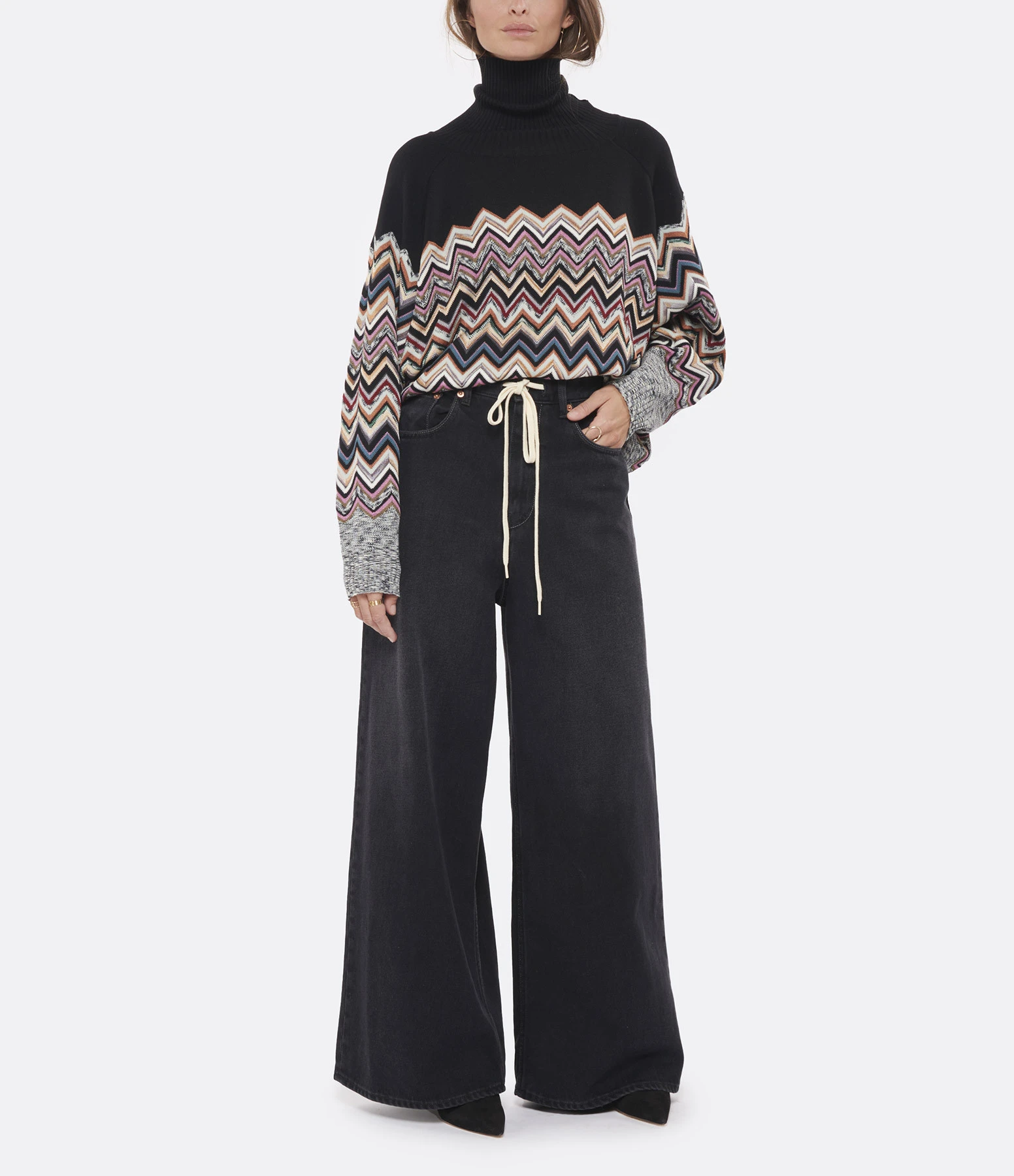 MM6 Maison Margiela Jean Large Coton Noir 5 MM6 Maison Margiela Jean Large Coton Noir – Image 3