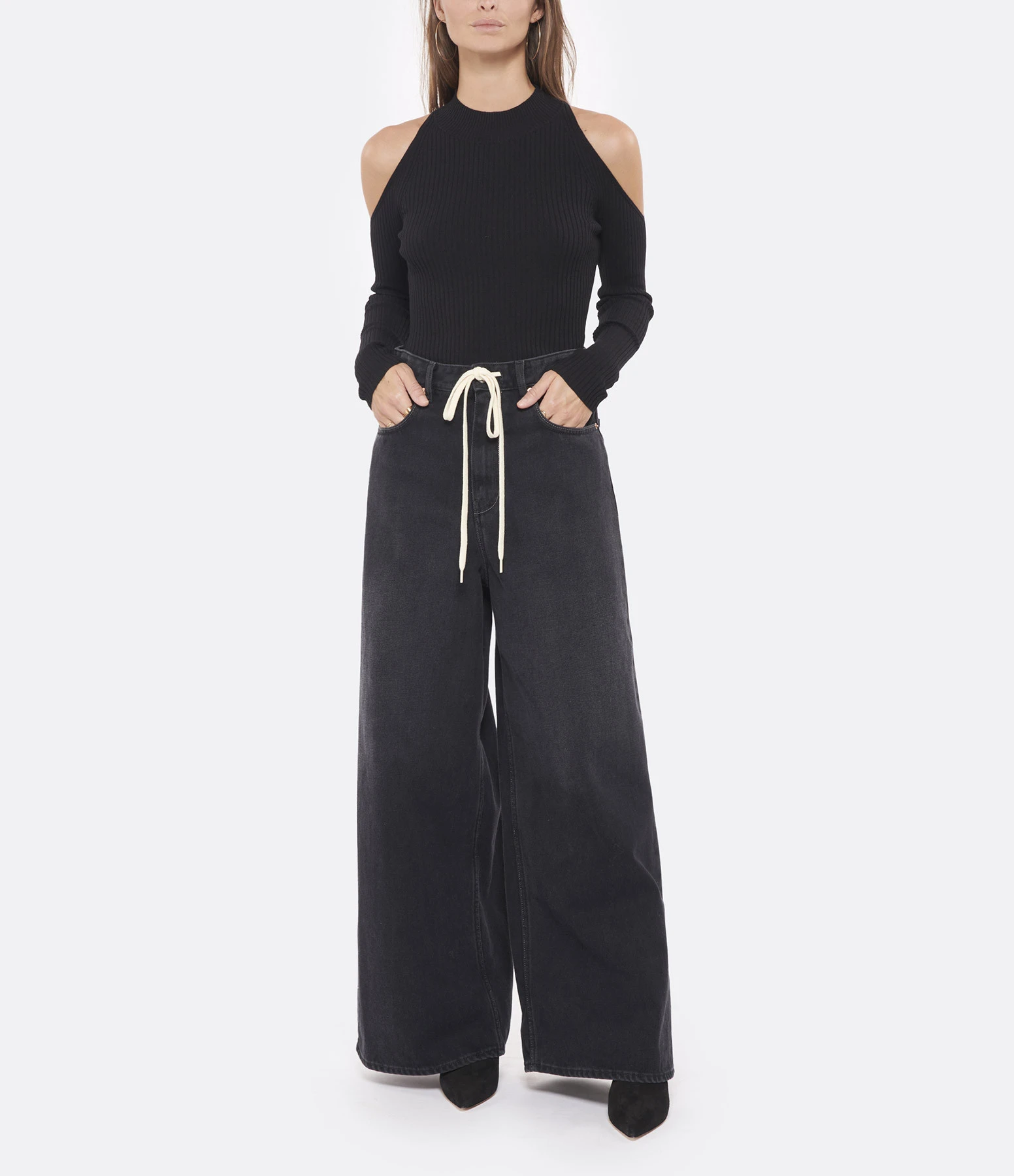 MM6 Maison Margiela Jean Large Coton Noir 8 MM6 Maison Margiela Jean Large Coton Noir – Image 6