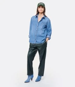 MM6 Maison Margiela Pantalon Cuir Vert -ANINE BING Boutique mm6s5 look20230131 338