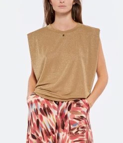 Momoni Tee-shirt Enna Doré -ANINE BING Boutique momon look20220706 252 1