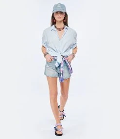 MOTHER Short The Tomcat Kick Fray Denim True Confession -ANINE BING Boutique mothe look20220125 5