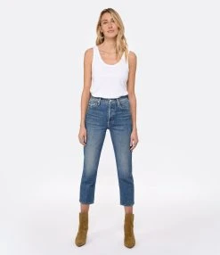 MOTHER Jean The Tomcat Jean Denim Bleu Kneeling On Stones -ANINE BING Boutique mothe look20230111 88