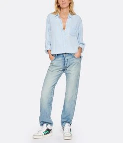 MOUSSY VINTAGE Jean Fanuel Light Oz Straight Denim Bleu -ANINE BING Boutique mouss look20221027 519