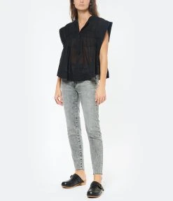 MOUSSY VINTAGE Jean Bradshaw Skinny Denim Noir Délavé -ANINE BING Boutique mouss look20221110 348