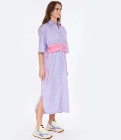 MSGM Robe Coton Bleu Rayures -ANINE BING Boutique msgm3 look20230110 188
