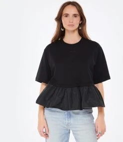 MSGM Tee-shirt Coton Noir -ANINE BING Boutique msgm3 look20230110 62